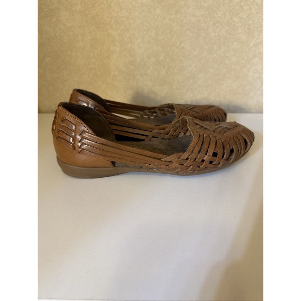 Natural Soul Shoes Womens 6M Grandeur Leather Woven Fisherman Boho Flats Festive - Picture 2 of 11